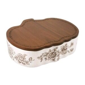 Pioneer Woman Pumpkin Baker Agatha Brown Floral Stoneware & Acacia Wood Lid 3qt